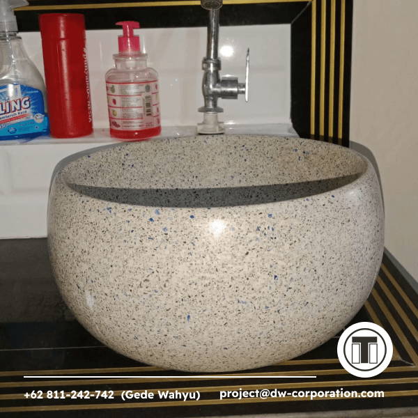 Stylish Resin Terrazzo Sink Glass Ocean 02 for Private Homes